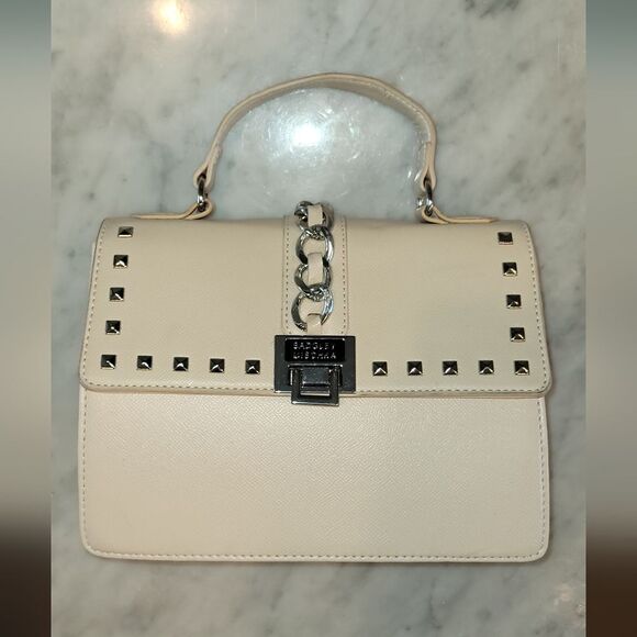 Badgley Mischka Top Handle Studded Chain Detail Tote Clutch Purse Evening Bag - Picture 1 of 16